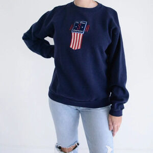 Vintage Endless Designs Navy  "God Bless U.S.A." Crewneck Sweater